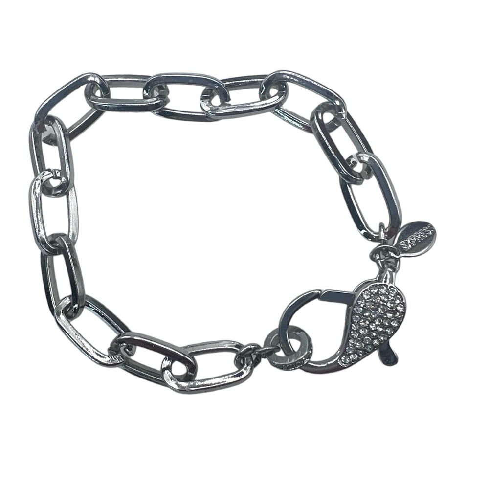 Express silver tone chain link bracelet.
